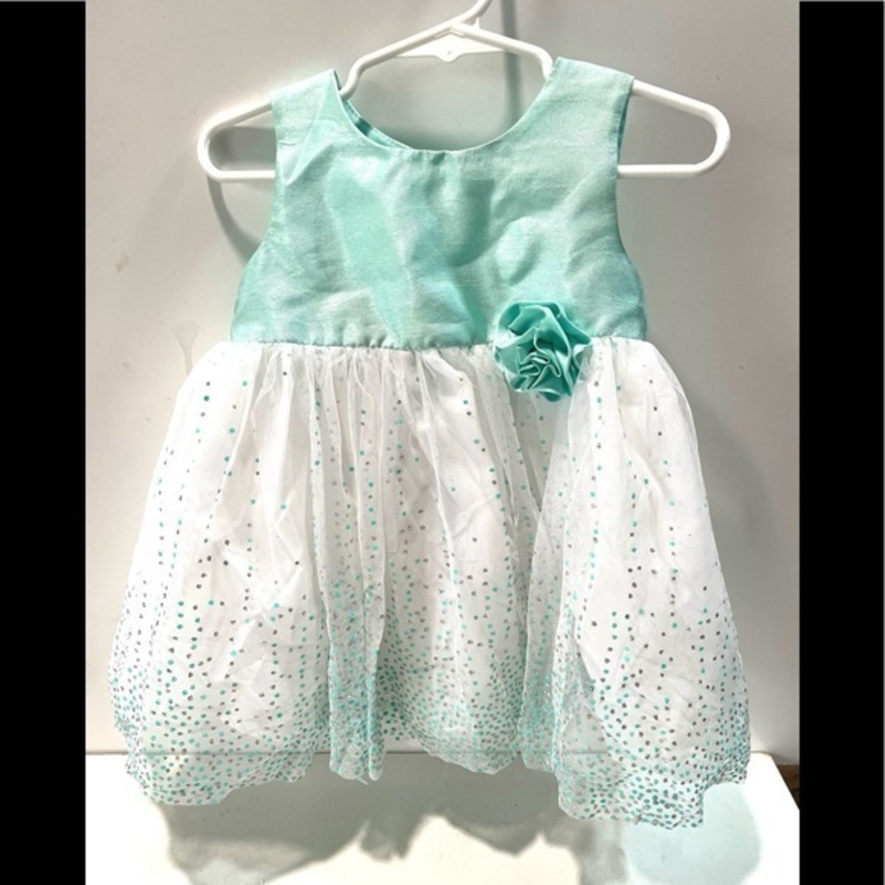 GEORGE sparkly teal chiffon dress toddler 18M